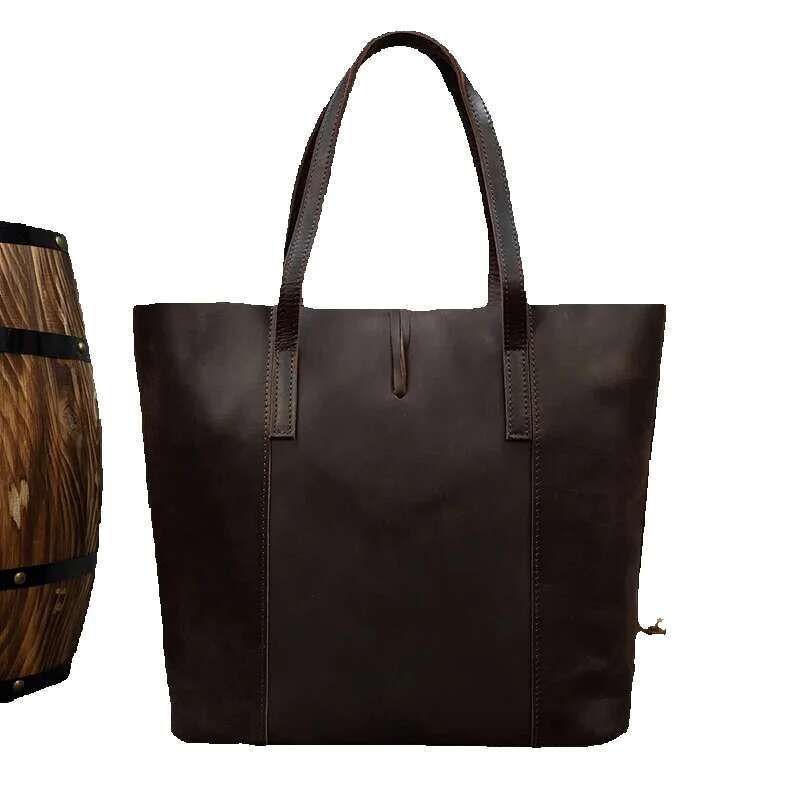 New Women Genuine Handbag With Removable Clutch Big Crazy Horse Leather Tote Bags Female Fashion Combination Bag