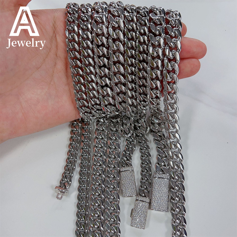 Hip Hop 10mm Wide 316L Stainless Steel Cuban Chains 925 Silver VVS Moissanite Lock Fashion Men Necklace Bracelet
