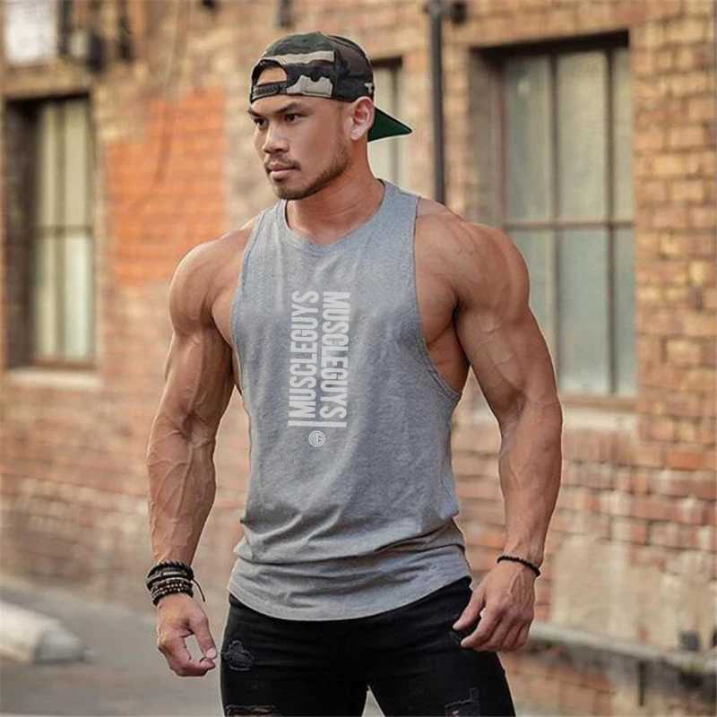 Mens fitness vest gym workout cotton sleeveless running vest striped single shoulder strap mens summer sportswear X250324