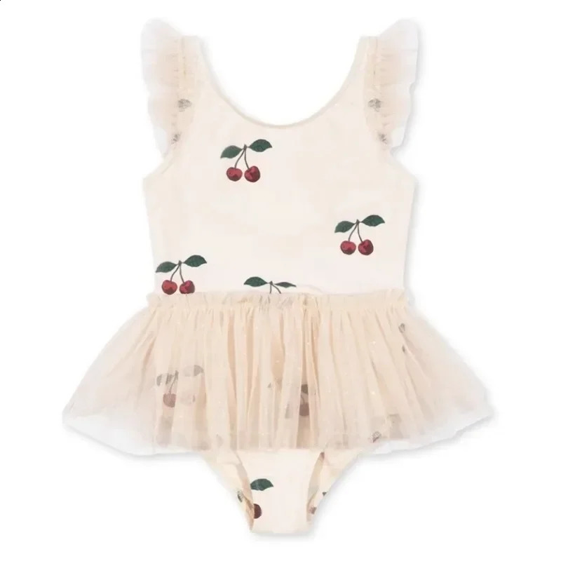 Swan Sunscreen swimsuit baby swimsuit girl swimsuit girl swimsuit cherry swimsuit bikini one-piece childrens swimsuit 250324