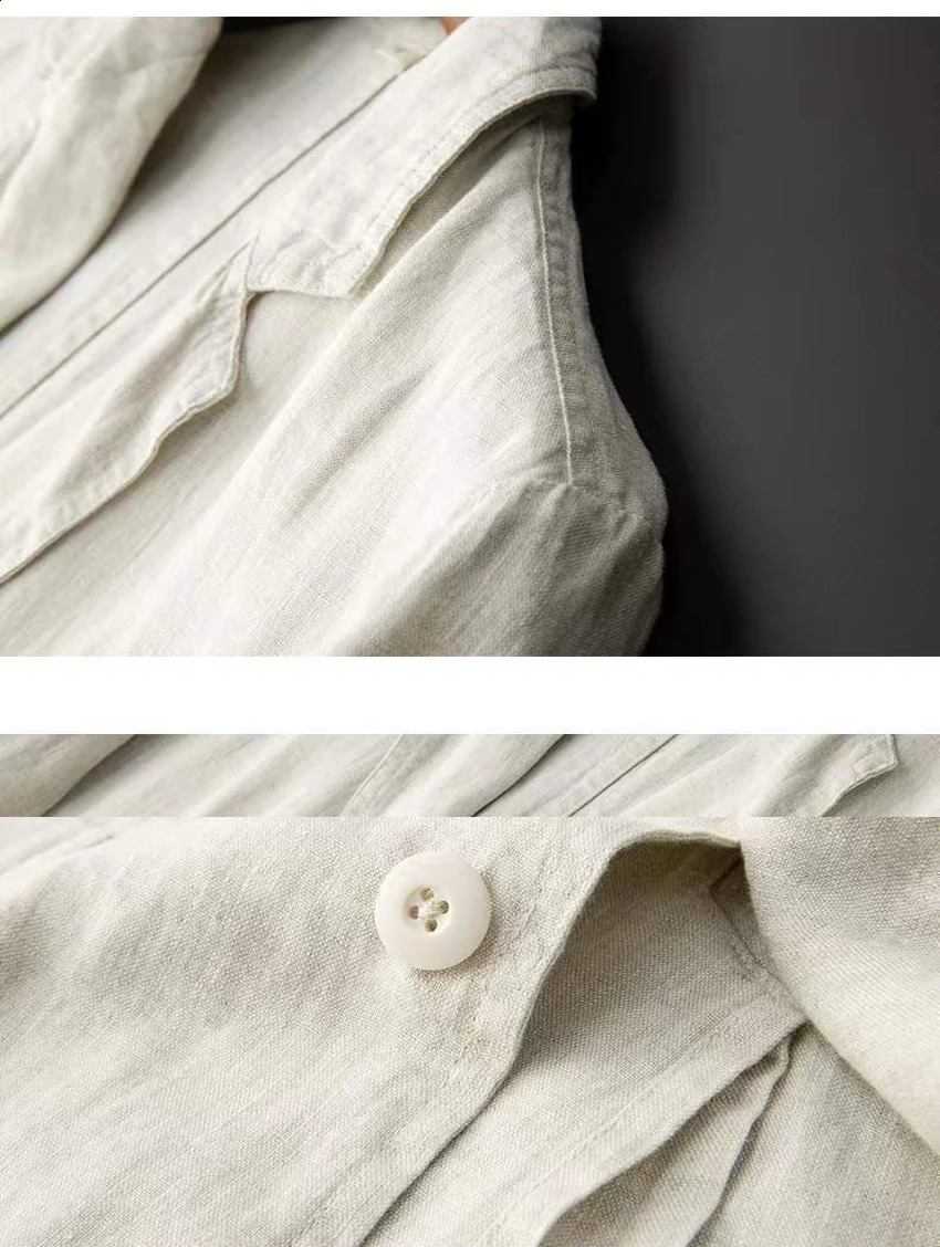 Autumn Two Piece Set Business Suit Mens Linen Thin Breathable Pocket Blazer Jackets Pants Outfits For Men Clothing 250319