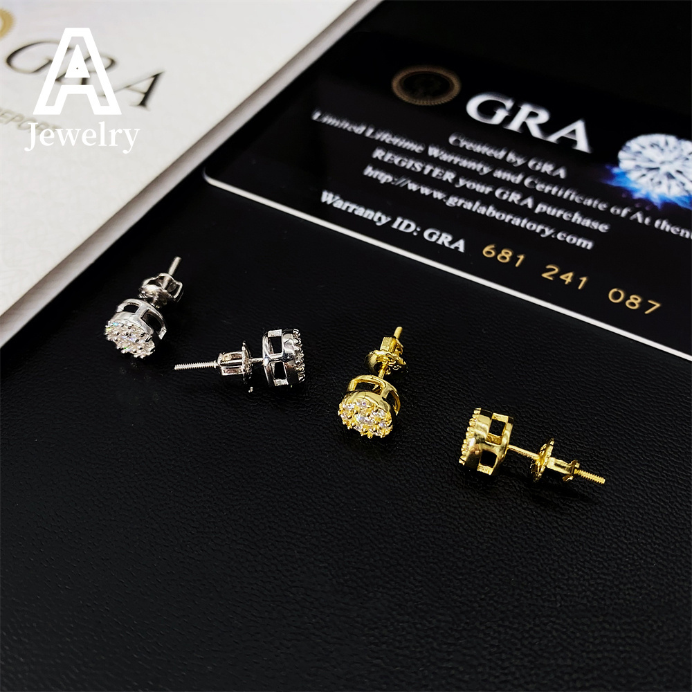 Best-selling s925 sterling silver VVS round Mossan earrings exquisite earrings for men and women in Europe and America