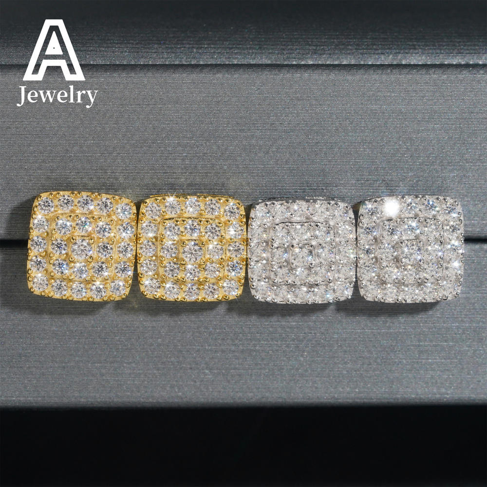 Hip Hop Jewelry Pass Diamond Tester Round Circle stud earrings VVS moissanite Ear Studs screw back earrings 925 Silver