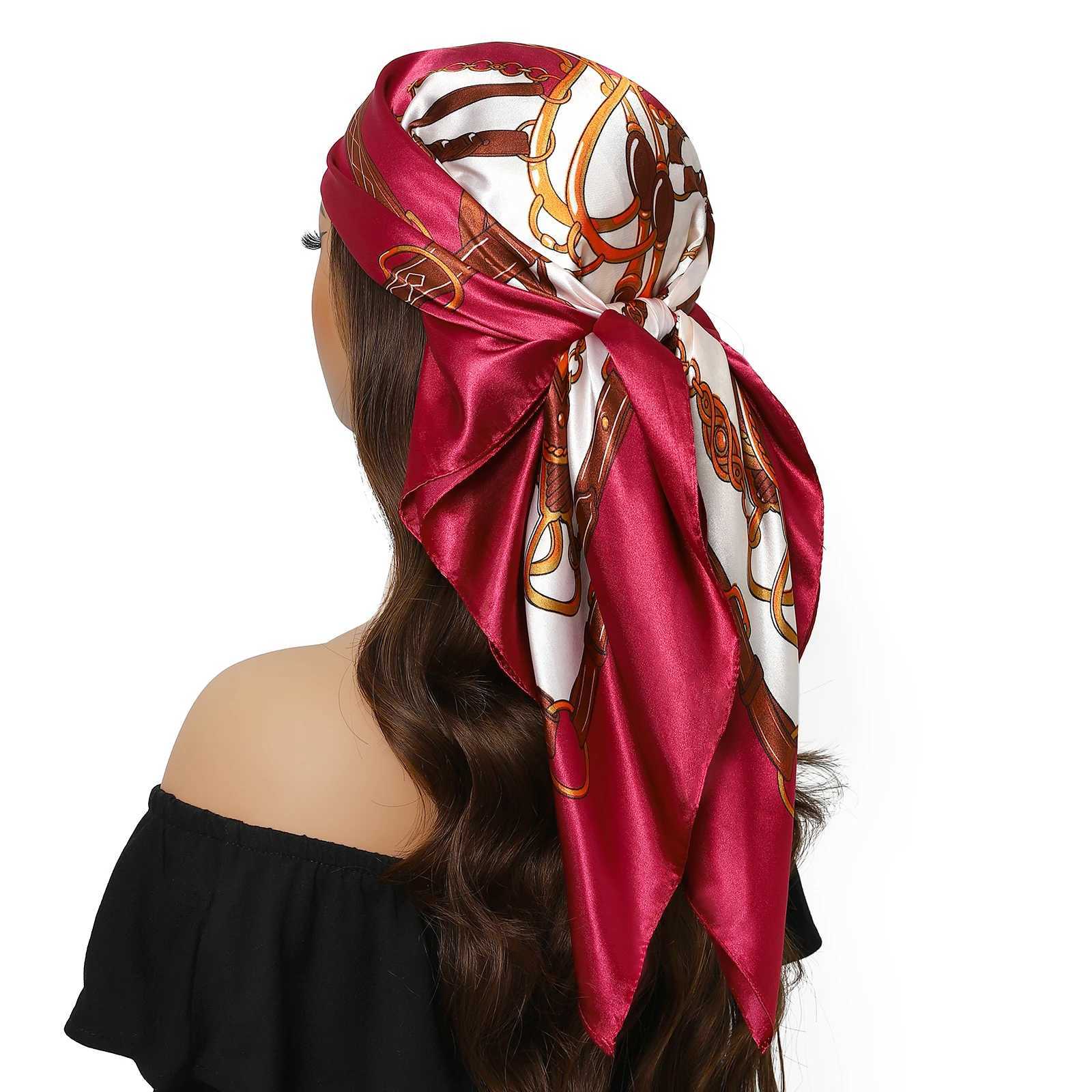90 * 90cm Muffler Fashion Silk Scarf Womens Outdoor Printing Luxury Neck Hair Decoration Strap Scarf Outdoor Small Kerchie Soft Packaging X250324