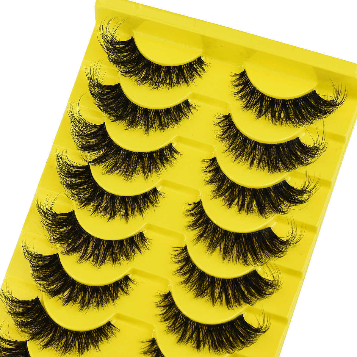 Ten pairs of curled transparent stem false eyelashes thick three-dimensional fluffy false eyelashes TEMU Xiyin W250324
