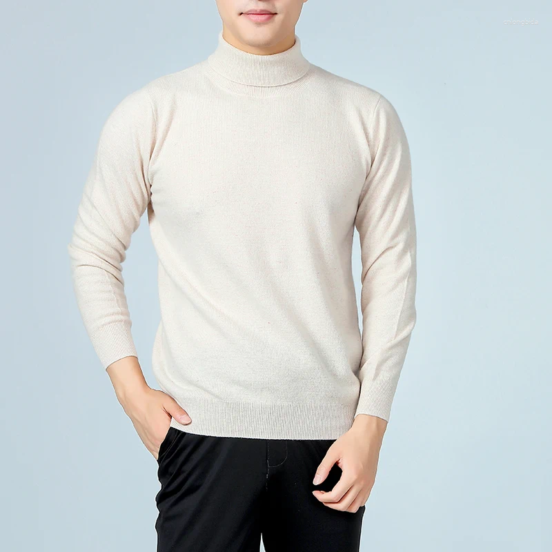 Mens Sweaters Autumn Winter Men Sweater Long Sleeve Turtleneck Pullover Merino Wool Warm Solid Cashmere Knitted Basic Casual Clothes Top