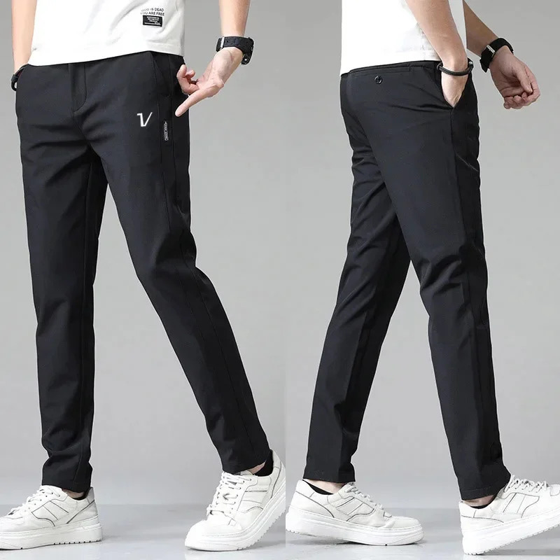 Mens Golf Pants LooseFit StraightLeg Casual Trousers Trendy Business FastDry Summer Thin Style Clothing 250320