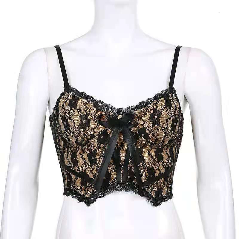 2025 New DARGAGA Irregular Lace Splicing Designer V-neck Strap Sexy Vest Women's Outdoor Beach Style Bow Chest Top