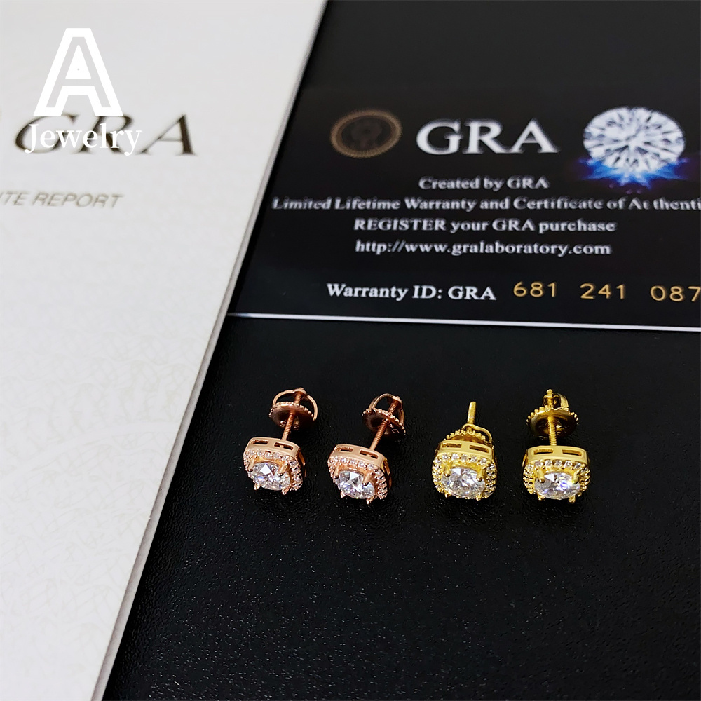 925 Silver Moissanite earrings5 mm mens and womens boutique earrings Cross-border boutique Hip-hop earrings