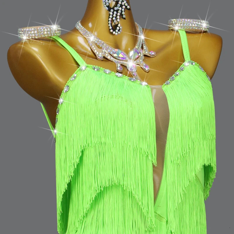 Latin Dance Professional Tassel Dress Girls Sexy Short Skirt Woman Ballroom Practice Wear Female Clothes Costume Customized 250320