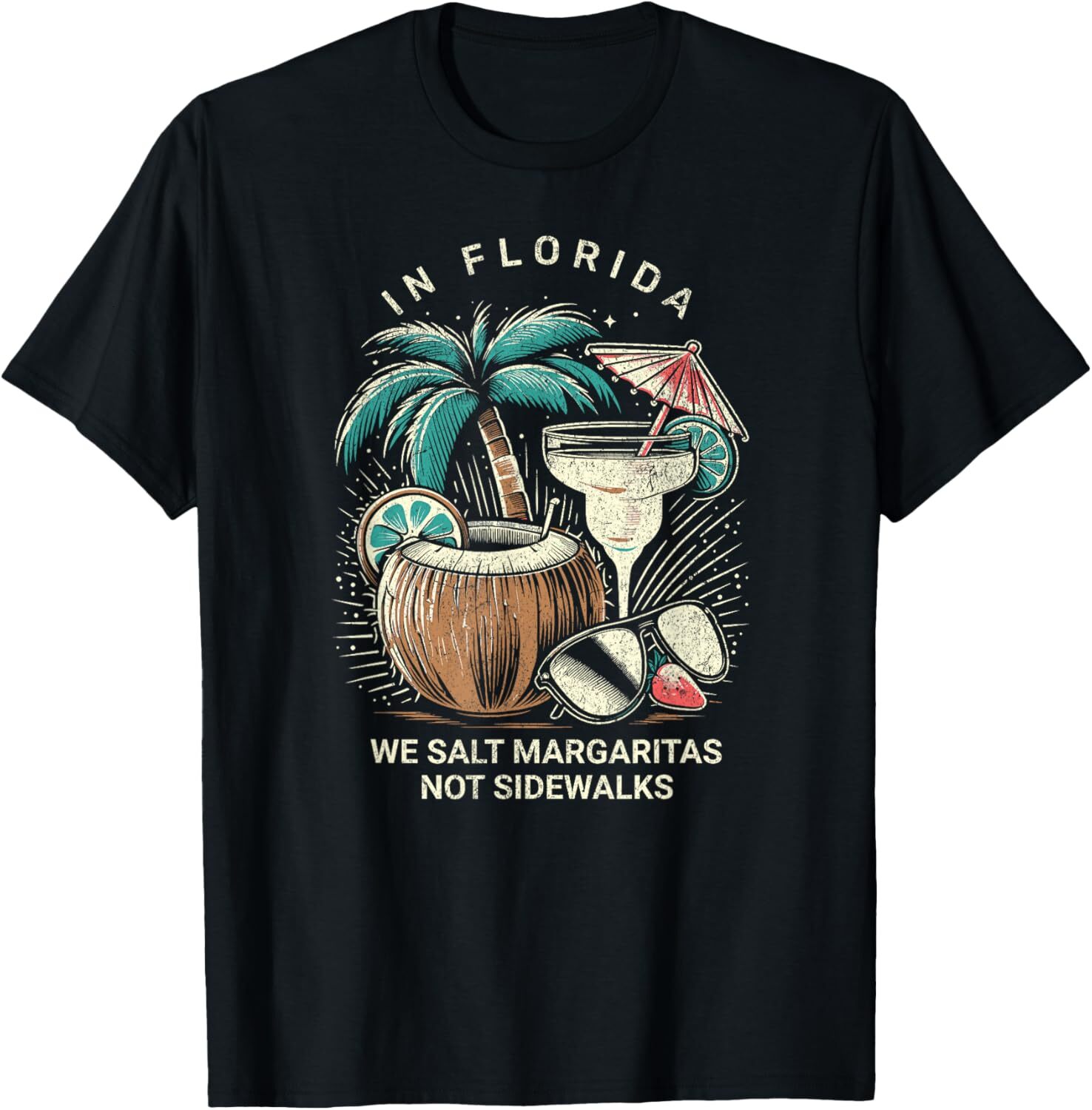 T shirt for Mens In Florida We Salt Margaritas Not Sidewalks Funny Florida Graphic Tee Casual Tops Clothes Short sleeve