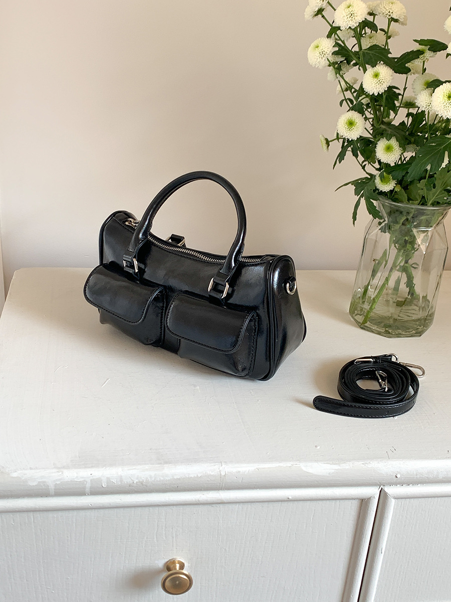 New Fashion Style Small Square Bag Hand Carrying PU Leather Feeling Simple Small Handbag Female Korean Version All Shoulder Crossbody Bag