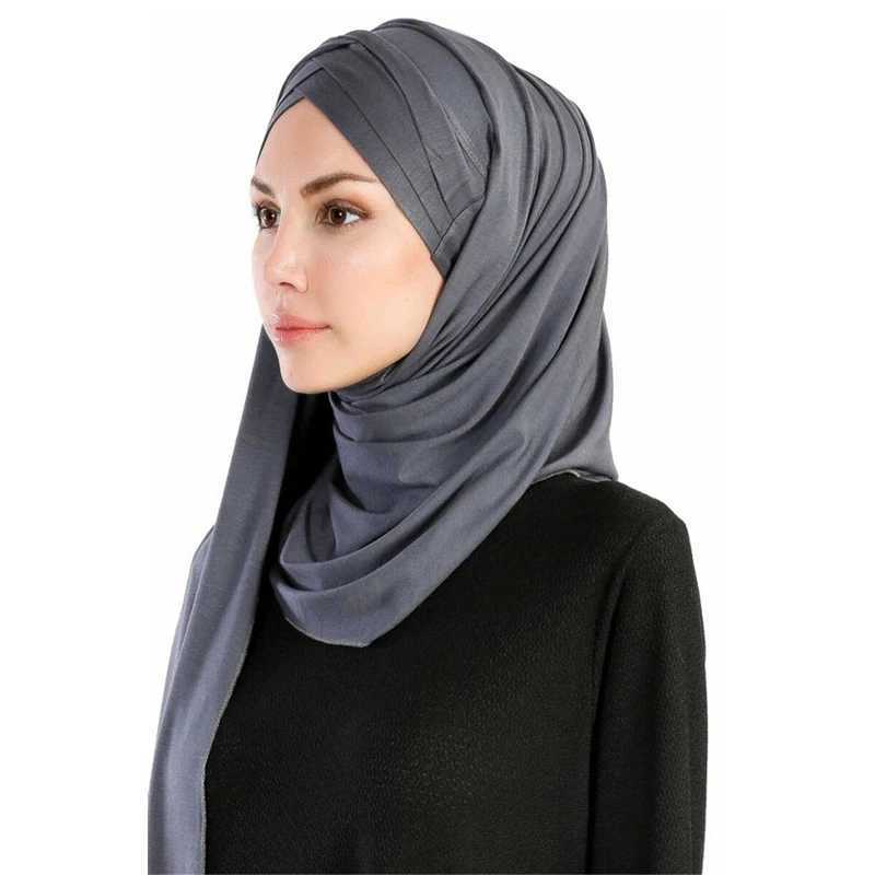 2023 New Jersey Scarf Soft Pure Cotton Instant Headscarf Shawl and Wrap Shawl Female Muslim Headscarf Ready to Wear Scarf X250324