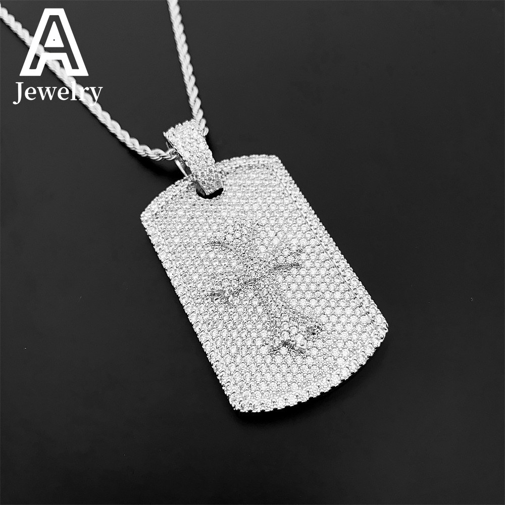 Laser Engraving Service Moissanite Dog Tag Pendant Charms Collection Cross Pendant Hip Hop Rock Iced Out Jewelry