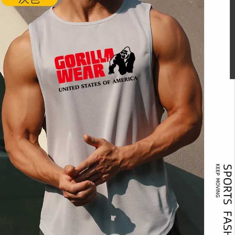 Gym mens clothing fitness clothing fitness shirts fitness vests mens vests single piece muscle Stringer T-shirts tops X250324