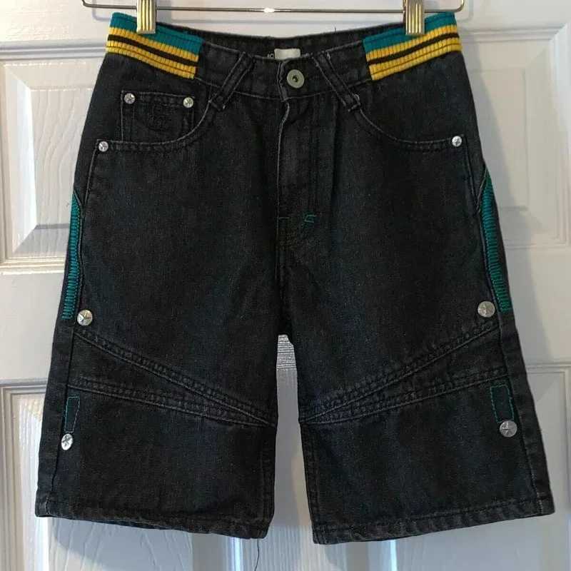90s American straight pants unisex jeans street fashion version shorts personalized Harajuku hip-hop clothingT250324