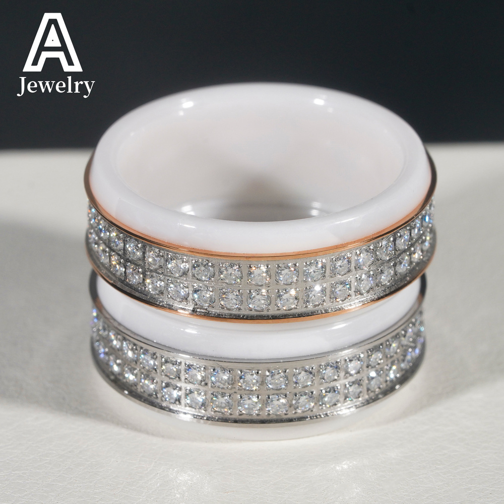 European and American new fashion design stainless steel Mosan diamond leisure ring Hip Hop party mens and womens fashion ring