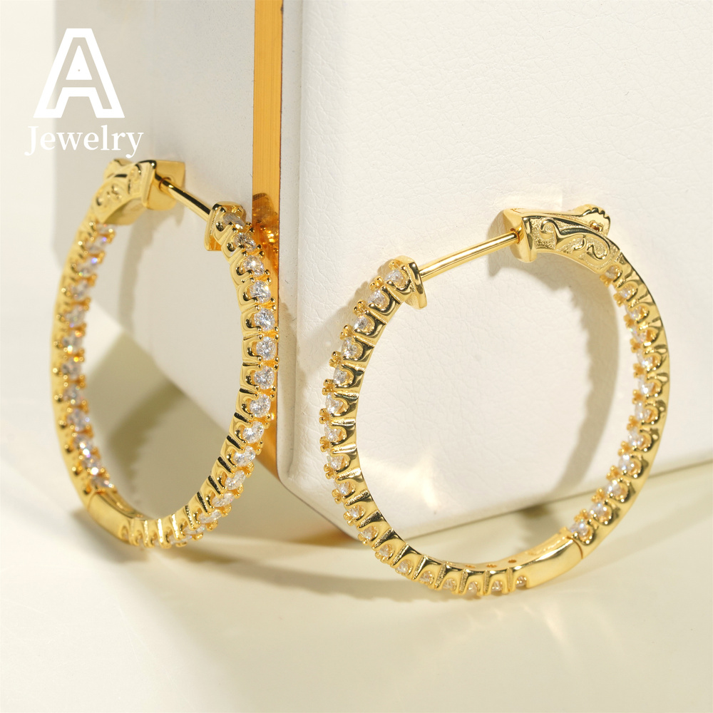 925 silver Europe and the United States new round Moissamite earrings hip hop simple personality earrings for men and women