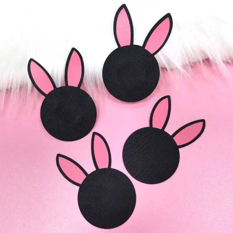 Invisible disposable breast patch cute clover rabbit satin fashionable breast sticker glowing bala soft cushion coverXJ250324