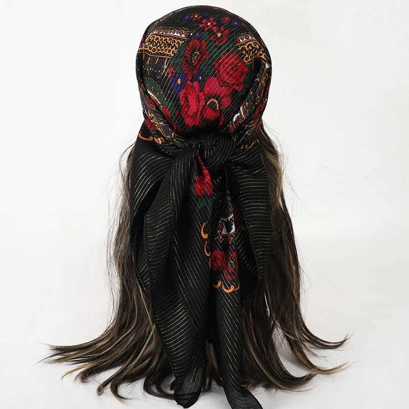 70X70CM high-quality square fashionable scarf with floral cotton Banda womens scarf and headscarf accessories X250324
