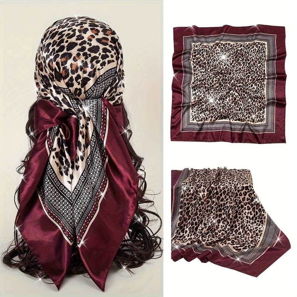 Leopard Print Square Shawls Four Seasons Popar Scarves Luxury Style Sunscreen Kerchief New 90X90CM Fabric X250324