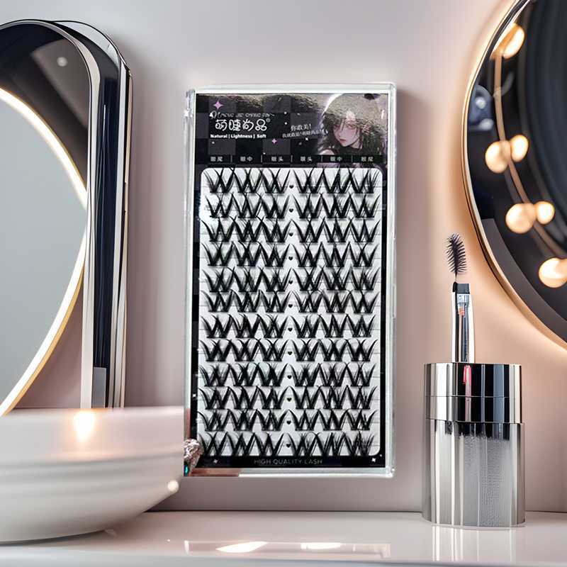 Cute Eyelash Shangpin W-shaped Large Dense Curl Thick False Eyelash Single Cluster Hair Influenza Lazy Segmented Eyelash W250324