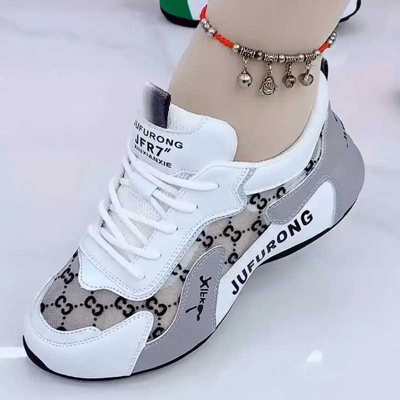 Womens casual sports shoes summer new print Fi breathable mesh lace sports shoes womens designer shoes Zapatos De MujerXJ250324