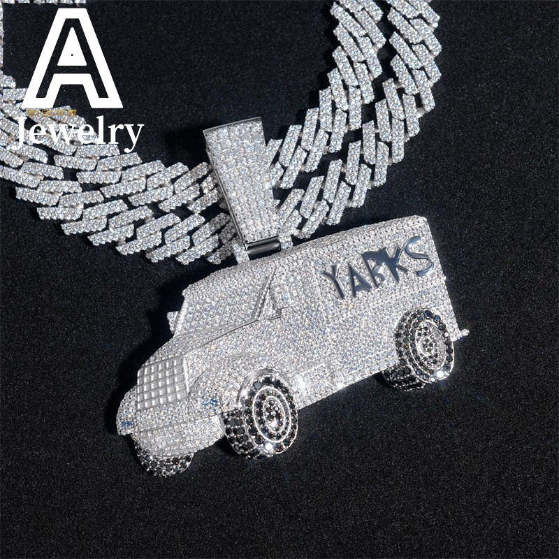 NEW ARRIVAL Car Pendant Hip Hop iced out Jewelry Camper Van 925 Moissanite Pendant