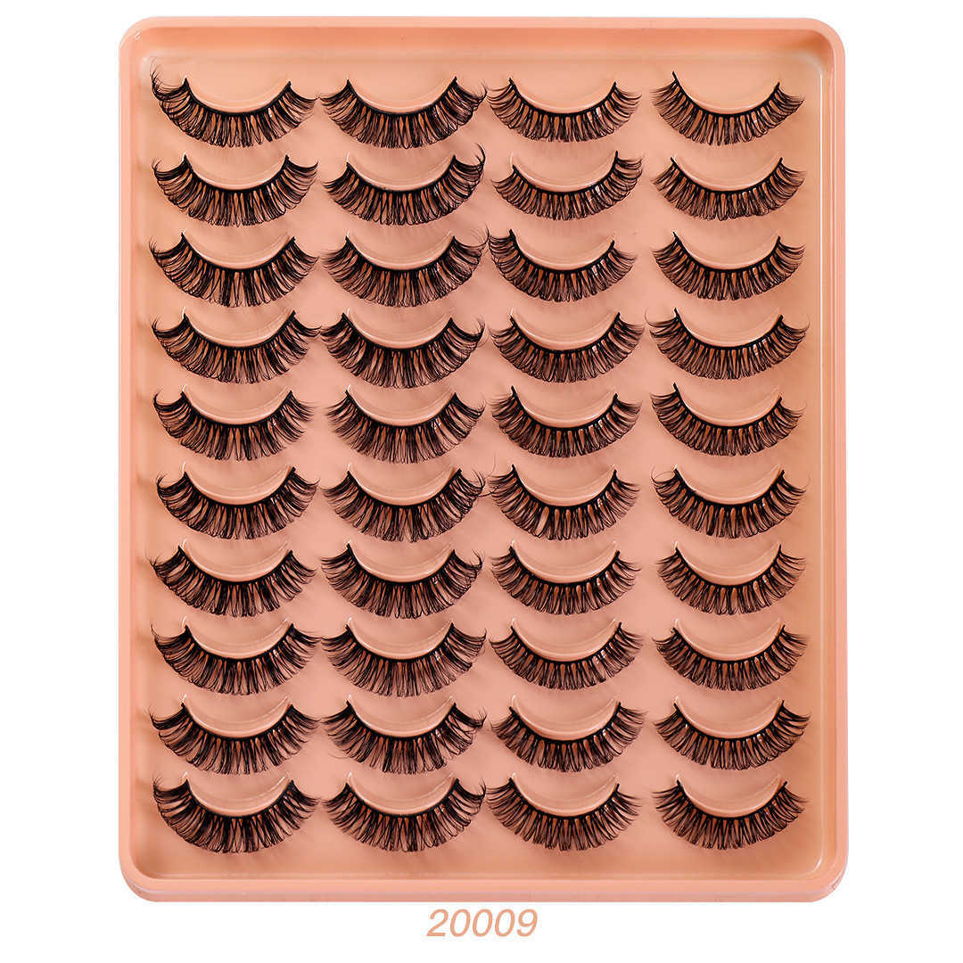 New DD Synthetic Fiber Russian Curl False Eyelash 20 Pair Set Thick Natural Grafted Eyelash W250324