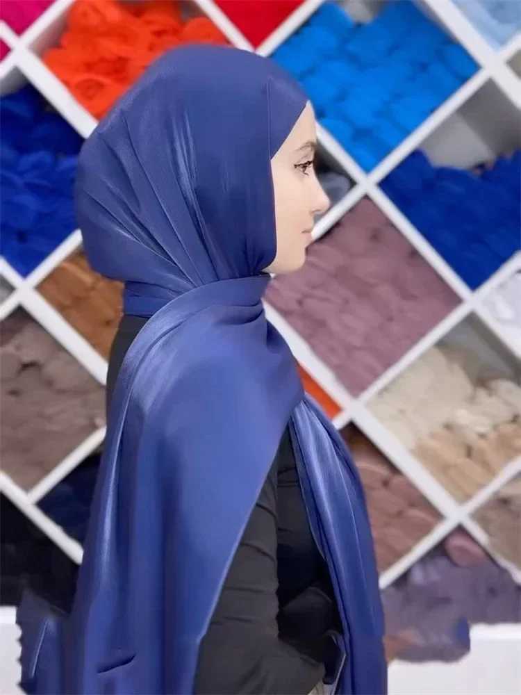 Eid Organza 70 * 175 cm Maxi satin Khimar Abaya Dubai Arab Islamic Muslim scarf Wen Shimmer headscarf Turban headscarf Muslim women X250324