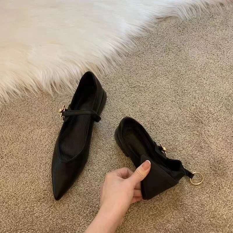 NEW Women Flat Candy Color Toe Retro Single One Word Buckle Round Mary Jane Shoes Women's shoes