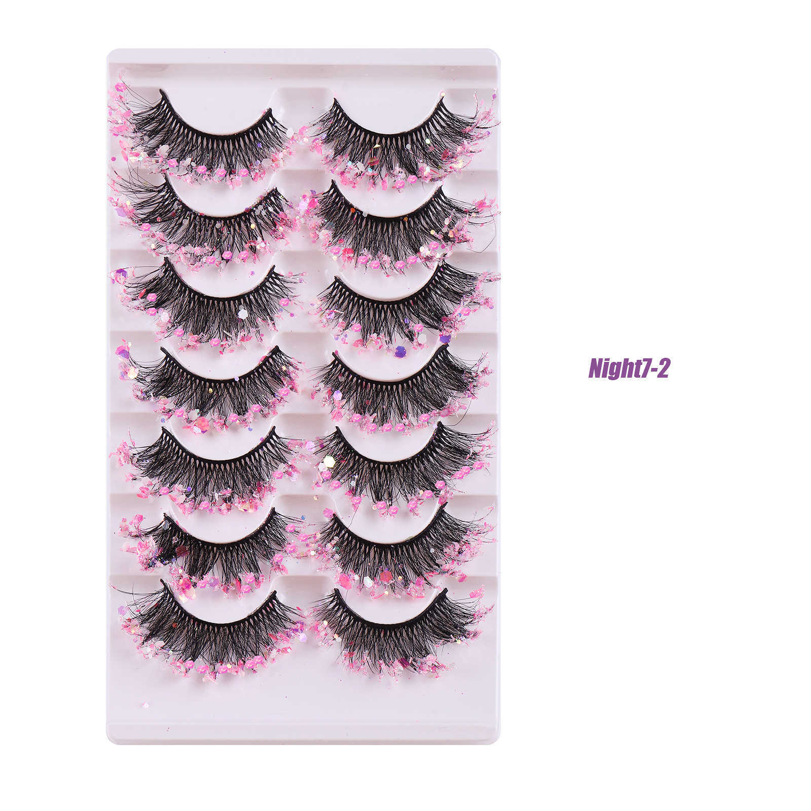 New chemical fiber sequins false eyelashes luminous stage performance thick curling eyelash W250324