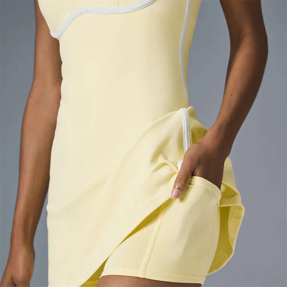 2025 Pad Pockets Tennis Yoga Set Built Workout Dress Anti Shorts Golthletic Mini Dresses Gym Active Wear
