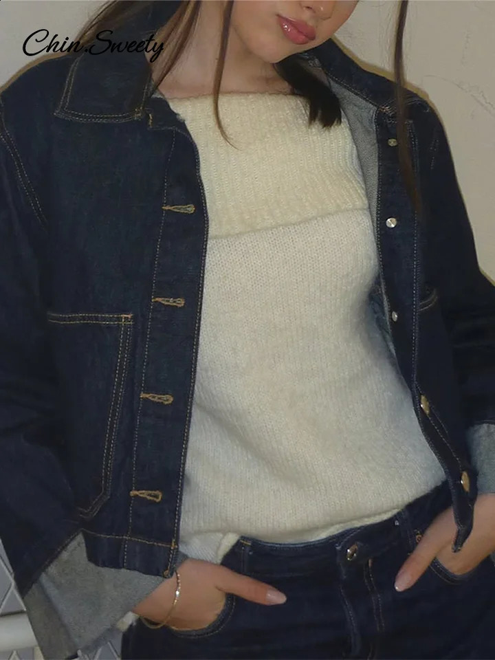 Denim Mini Skirt Women 2 Piece Set Lapel Long Sleeve Button Pocket Jacket A-line Skirts Suit 2025 Spring High Street Outfits 250317