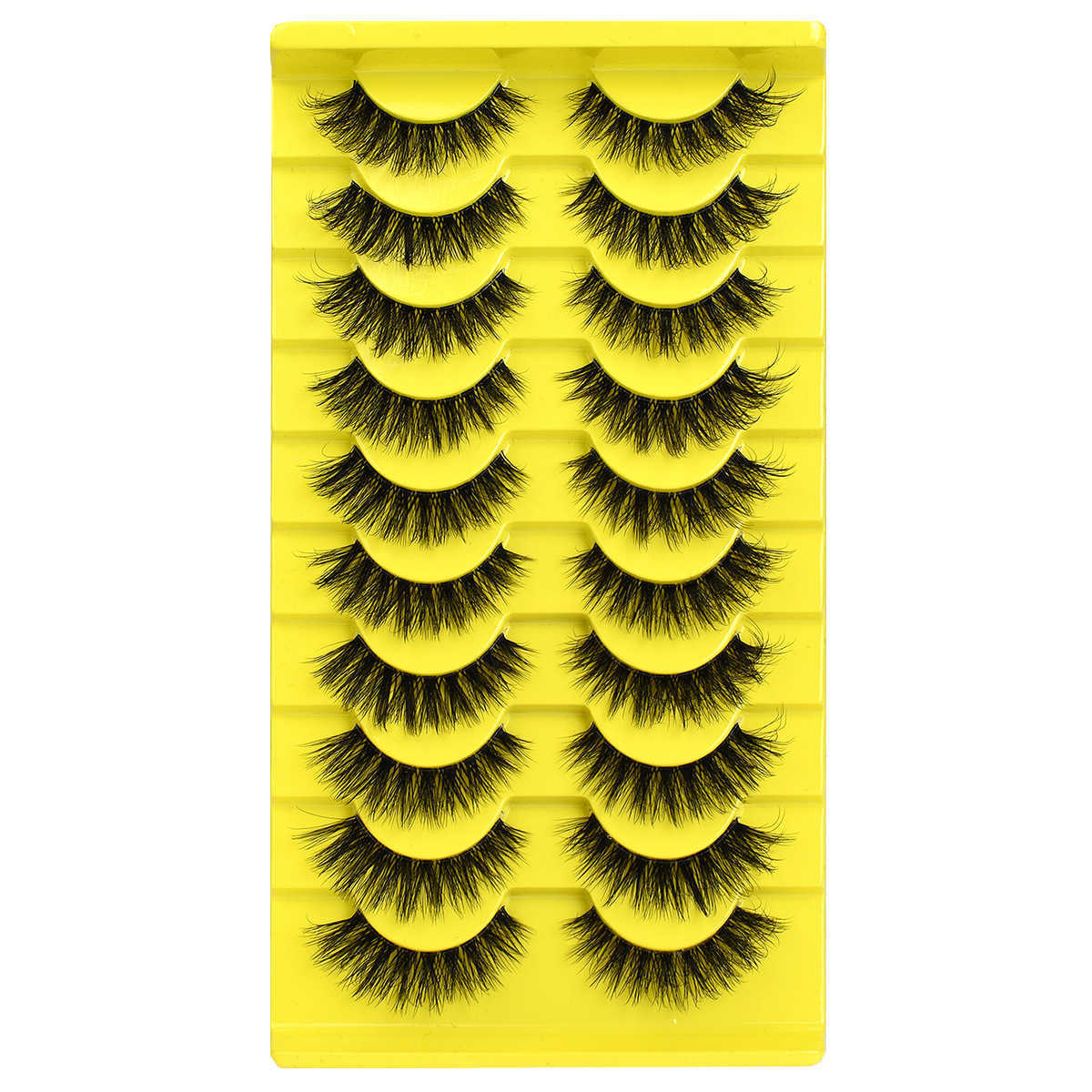 10 Pair Set Full False Eyelash Transparent Terrier Fox Series Thick Curly Eyelash W250324