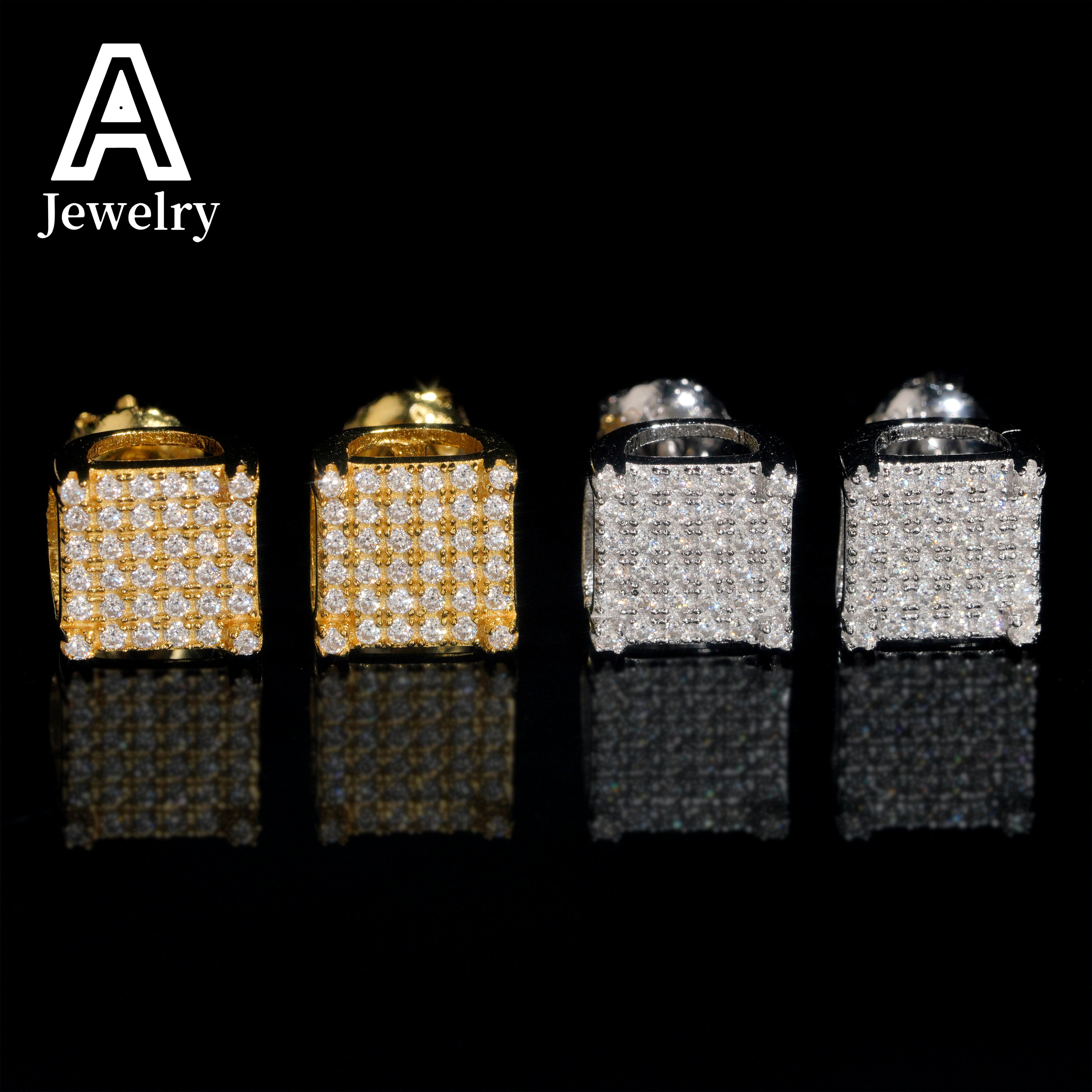 Cheap Price Ear Studs 925 Silver Earrings Hip Hop Men Women Square Shape Moissanite Diamond Earrings With GRA Certificate