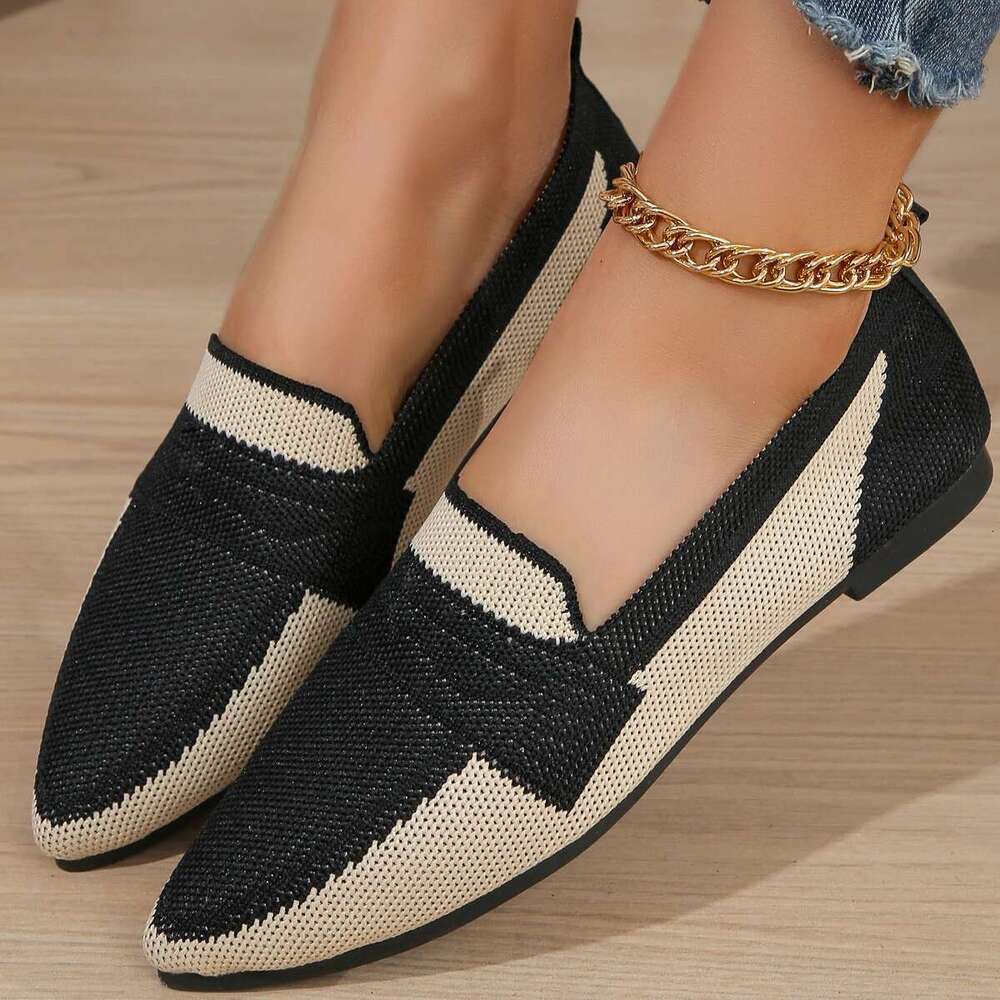 New Fashion Mesh Spring Summer Pointed Knitted Breathable Single Flat Woven Shallow Mouth Doudou Shoes Women