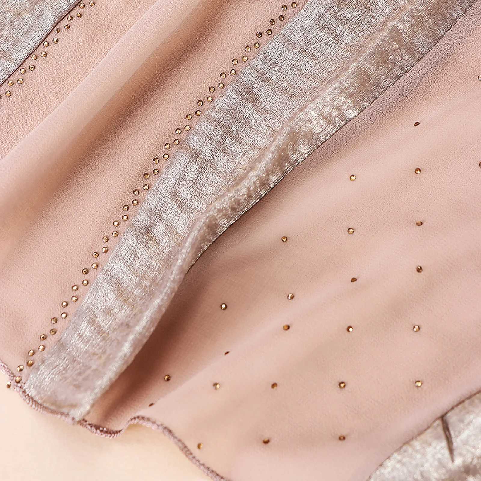 Middle East New Gold Craft Fabric Spl Chiffon Handmade Diamond Decorative Edition Muslim Wen Band Scarf Headscarf X250324