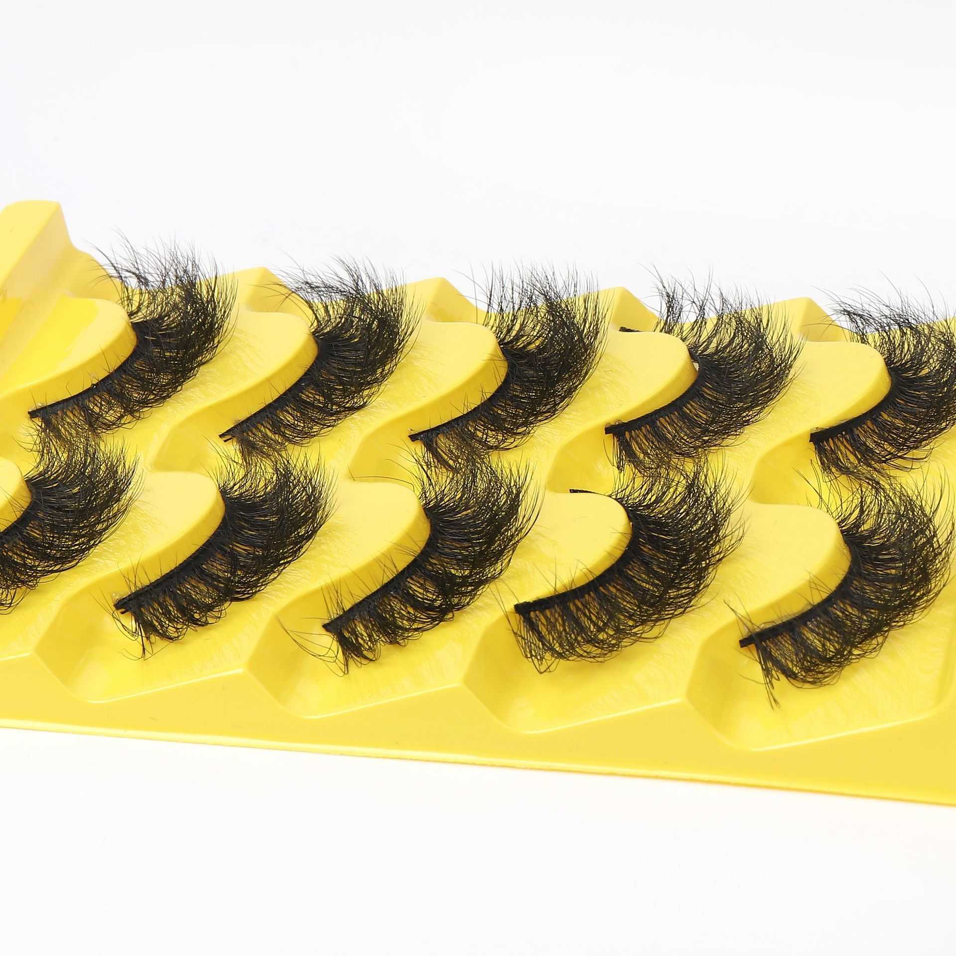 Five pairs of thick explosive eyelashes messy curled fluffy synthetic false eyelashes W250324