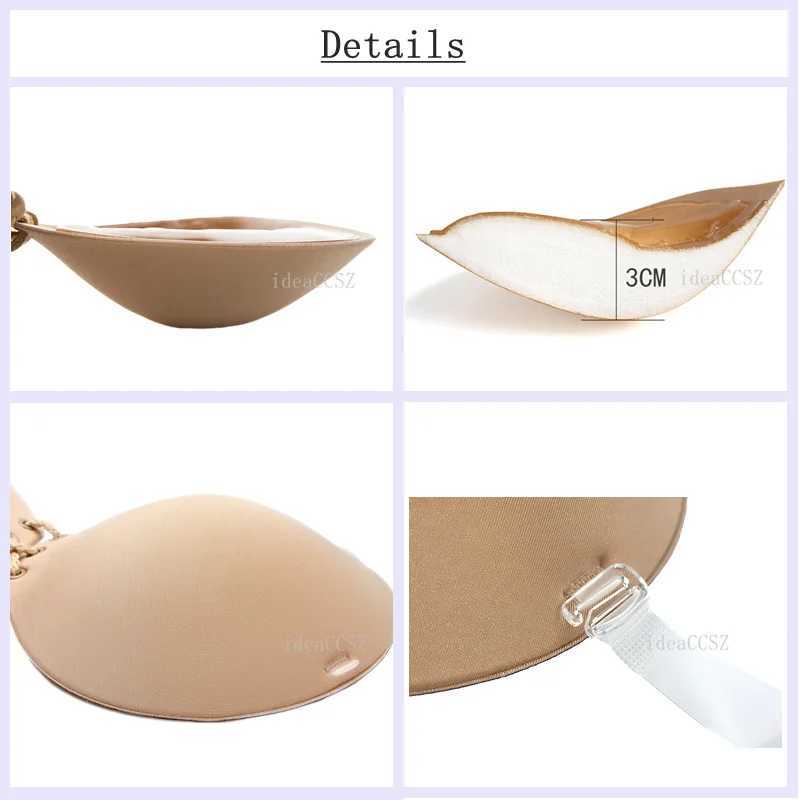 Adhesive backless thick bra invisible silicone adhesive underwear push up wedding dress suitable for women with transparent tapeXJ250324