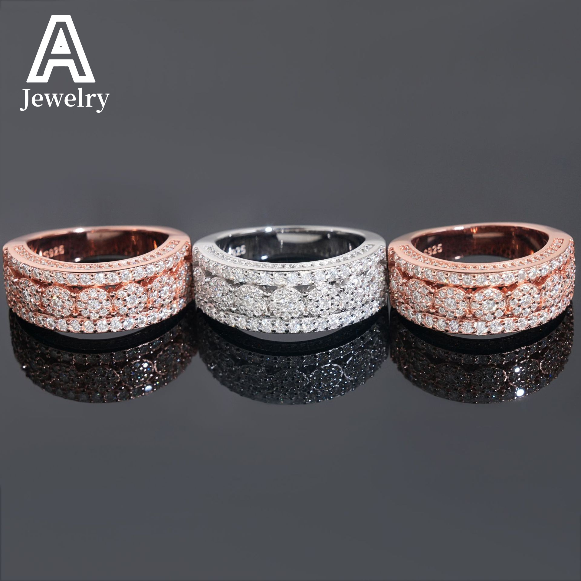 New personality s925 sterling silver set D color vvs Moissanite hip Hop ring for men and women European and American jewelry