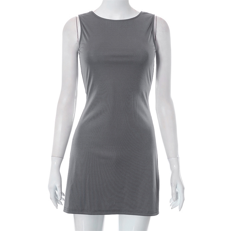 Woman Dress Sleeveless Knit Slim A-Line Female O-Neck Seveless Mini Dresses Sheath Summer Clothing Streetwear Y2K Qtraf2411 250322
