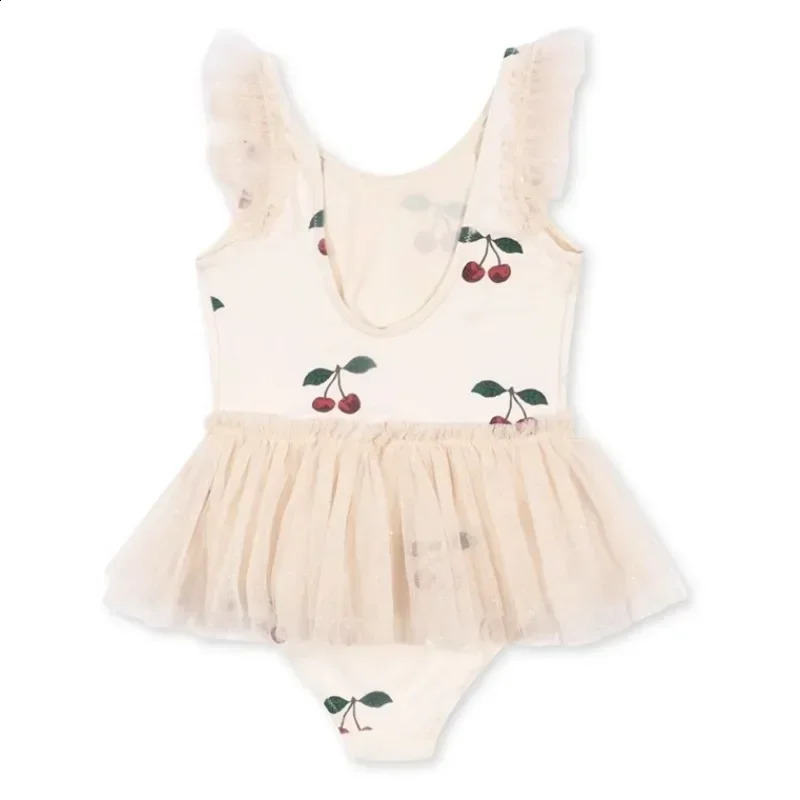 Swan Sunscreen swimsuit baby swimsuit girl swimsuit girl swimsuit cherry swimsuit bikini one-piece childrens swimsuit 250324