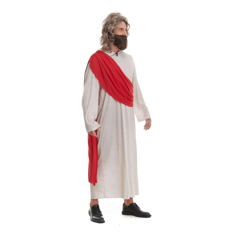Nativity Scene Jesus Role-Play Suit - Comprehensive Uniform of Dress, Waistband, Headgear, and Facial Hair for Kids quantity