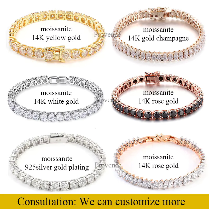 Fine Jewelry Necklace Vvs Moissanite Diamond Hiphop Tennis Chain Link GRA Certificate Sterling Silver Diamond Bracelet