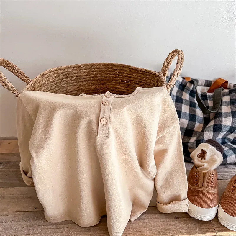 Autumn T-shirt for Boys and Girls Long Sleeve Base Shirt Letter Printed Cotton Casual Japanese and Korean Top Kids Clothes 250322