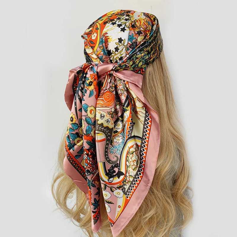 2022 Silk Scarf 90x90cm Luxury Brand Designer Hair Printed Large Handle Headscarf Shawl Strap Foard Muffler Bag X250324