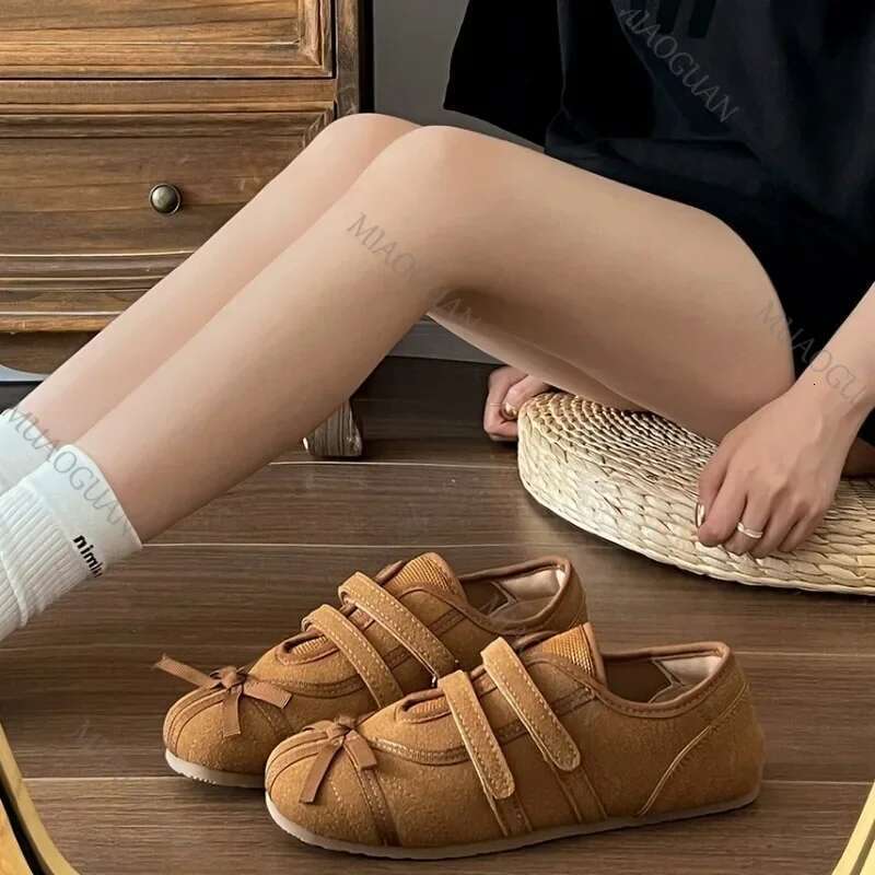 for Woman Flats Soft Sole Bow-Knot New Dress Spring Summer Ballerinas Women's Shoes Retro Butterfly Leisure Mary Jane Shoe