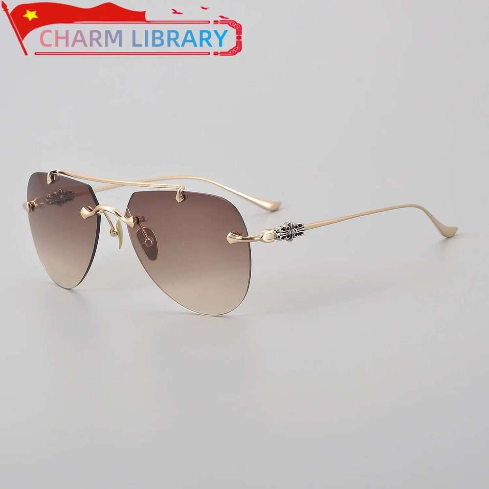 2024 Women Pilot Sunglasses Fashion Design Business Travel Gradient Rimless Frame Eyewear Driving UV400 Unisex Glasses
