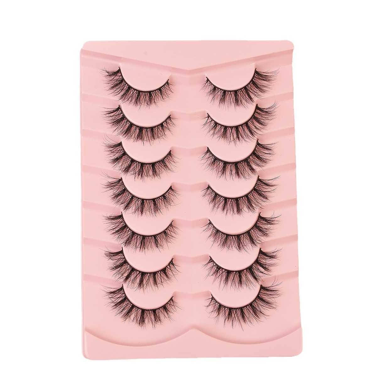 Flat fake eyelashes 7 pairs set elongated and naturally fluffy eyelashes at the end of the eye W250324